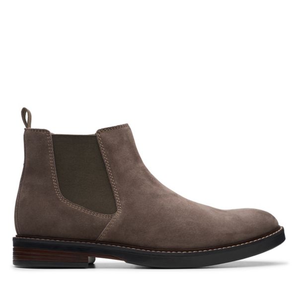 Clarks Mens Paulson Up Chelsea Boots Taupe Suede | UK-8692041 - Click Image to Close